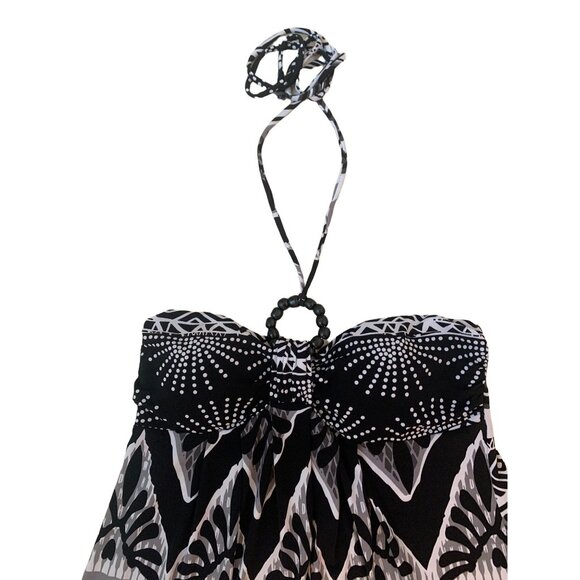 Carole Little Womens Halter Dress Size 8 Black Abstract Maxi Boho - Picture 3 of 7